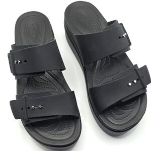 LiteRide CROCS Black Slide Sandals with Adjustable Straps 10
